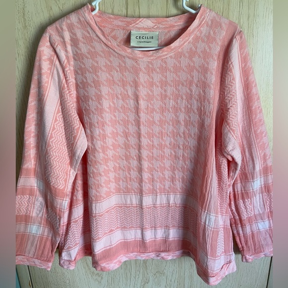 Cecilia Copenhagen Pink Handloom Keffiyeh Pattern Boxy Blouse $329 Medium - Picture 1 of 11